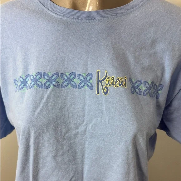 Vintage Single Stitch Crazy Shirt Hawaii Kauai Light Blue Women's Crop Top - Picture 2 of 10
